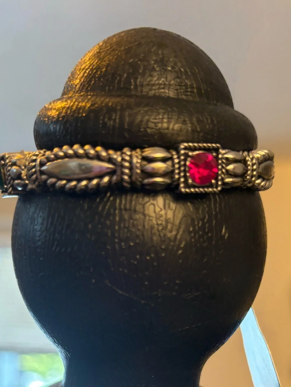 paparazzi Silver-Tone Stretch Bracelet with Blue and Red Stones